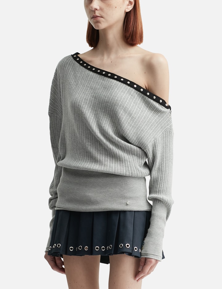 Asymmetric Eyelet Knit Top Placeholder Image