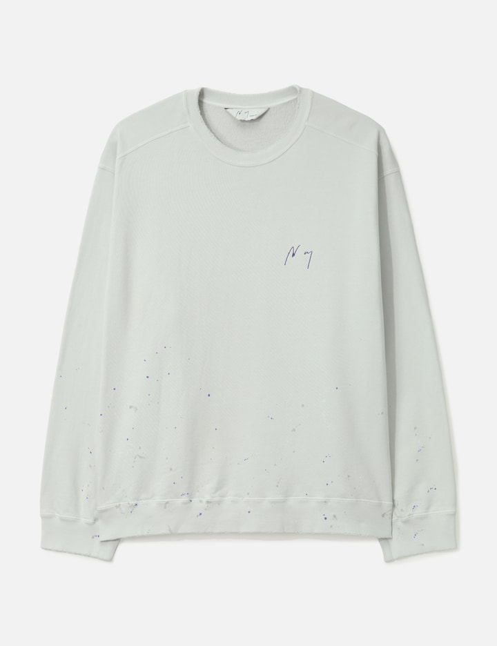 Ancellm Embroidery Sweat Shirt In White