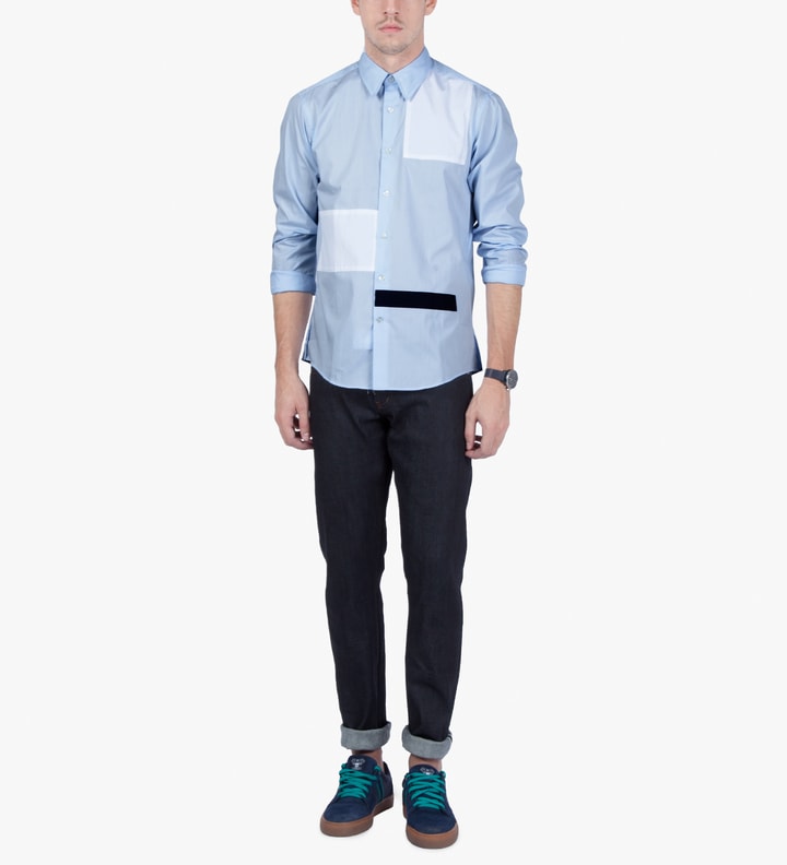 Pale Blue/White/Navy Stanway Soft Collar Shirt Placeholder Image