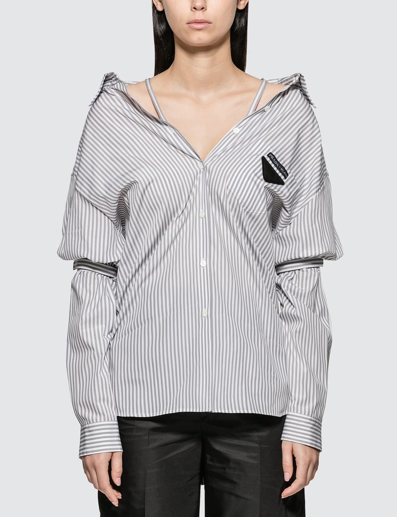 Prada - Striped Cotton Poplin Shirt 