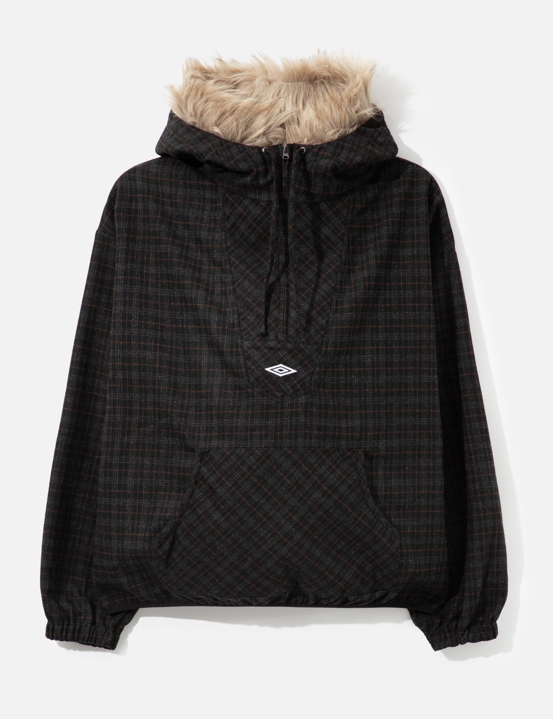 Umbro Slam Jam X  Flannel Fur Anorak In Black