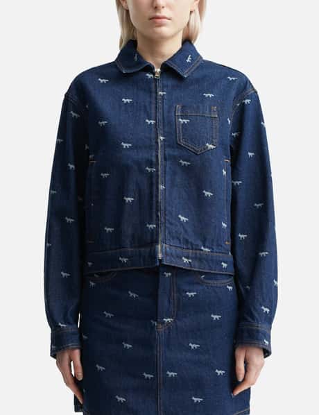 Maison Kitsuné Zipped Cropped Denim Jacket