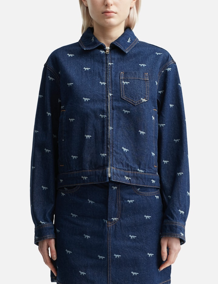 Zipped Cropped Denim Jacket Placeholder Image