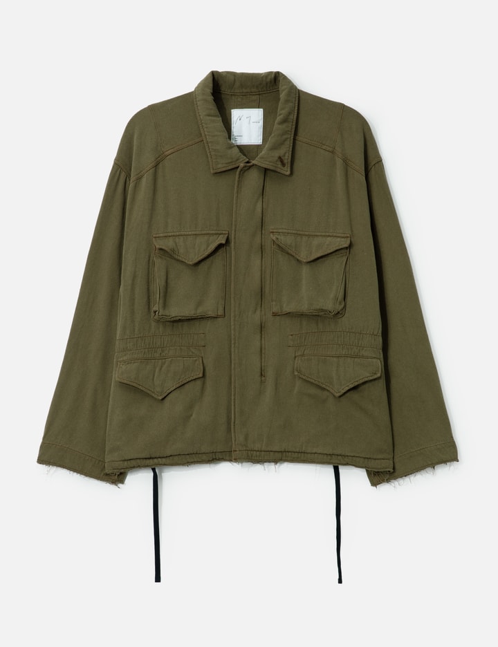 Ancellm Silk Suede Field Jacket In Green