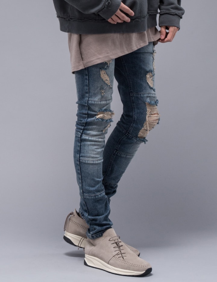 Ripped Biker Denim Jeans Placeholder Image