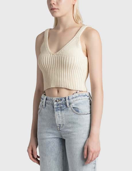 ALEXANDER WANG Logo ribbed-knit bra top