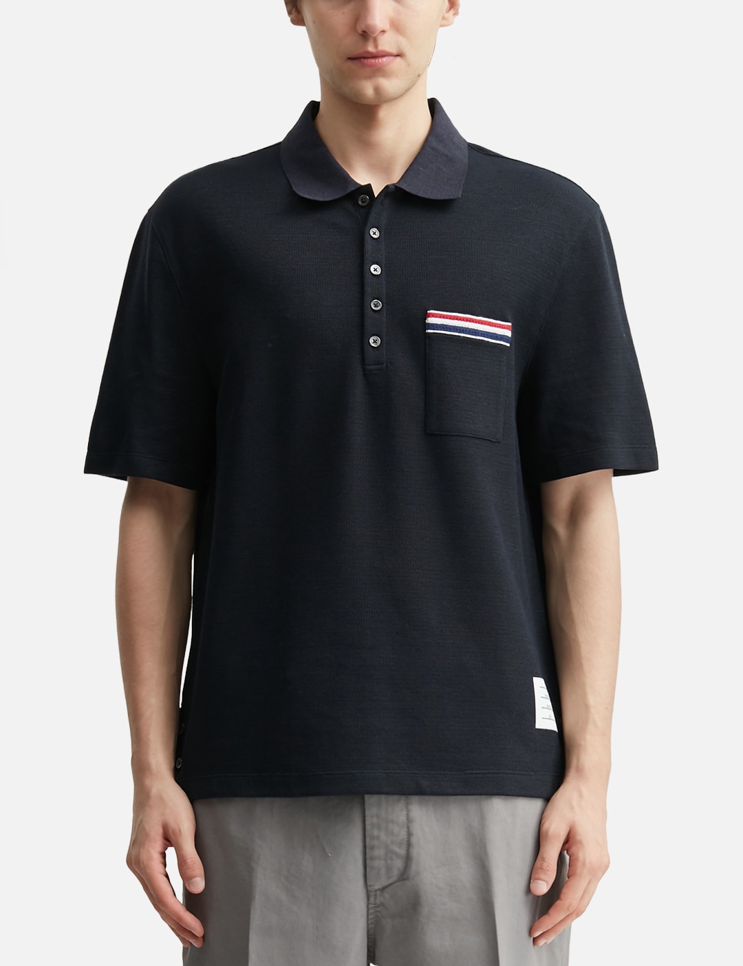 Textured Cotton Linen Rwb Embroidery Polo view 18