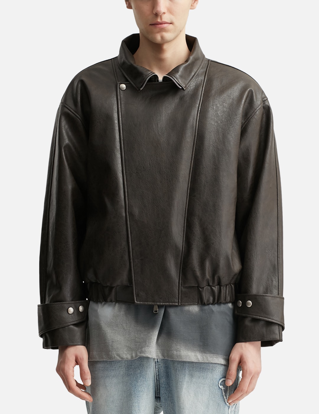 Faux Leather Bomber Jacket view 16