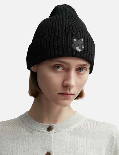 Maison Kitsuné - Bold Fox Head Patch Ribbed Beanie | HBX display picture 2
