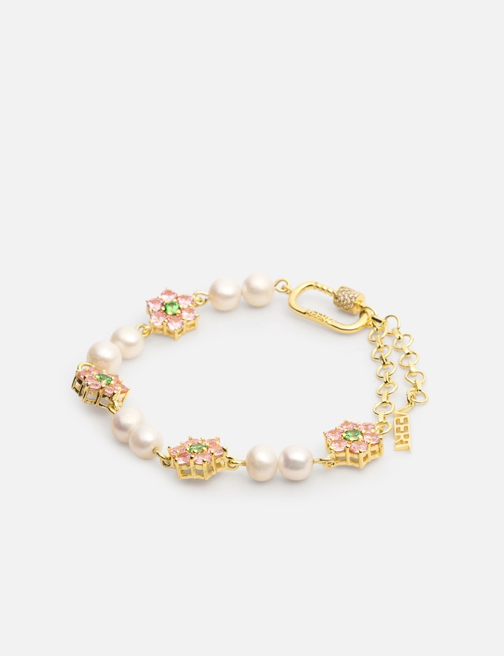 VEERT Macro Flower Stone Freshwater Pearl Bracelet
