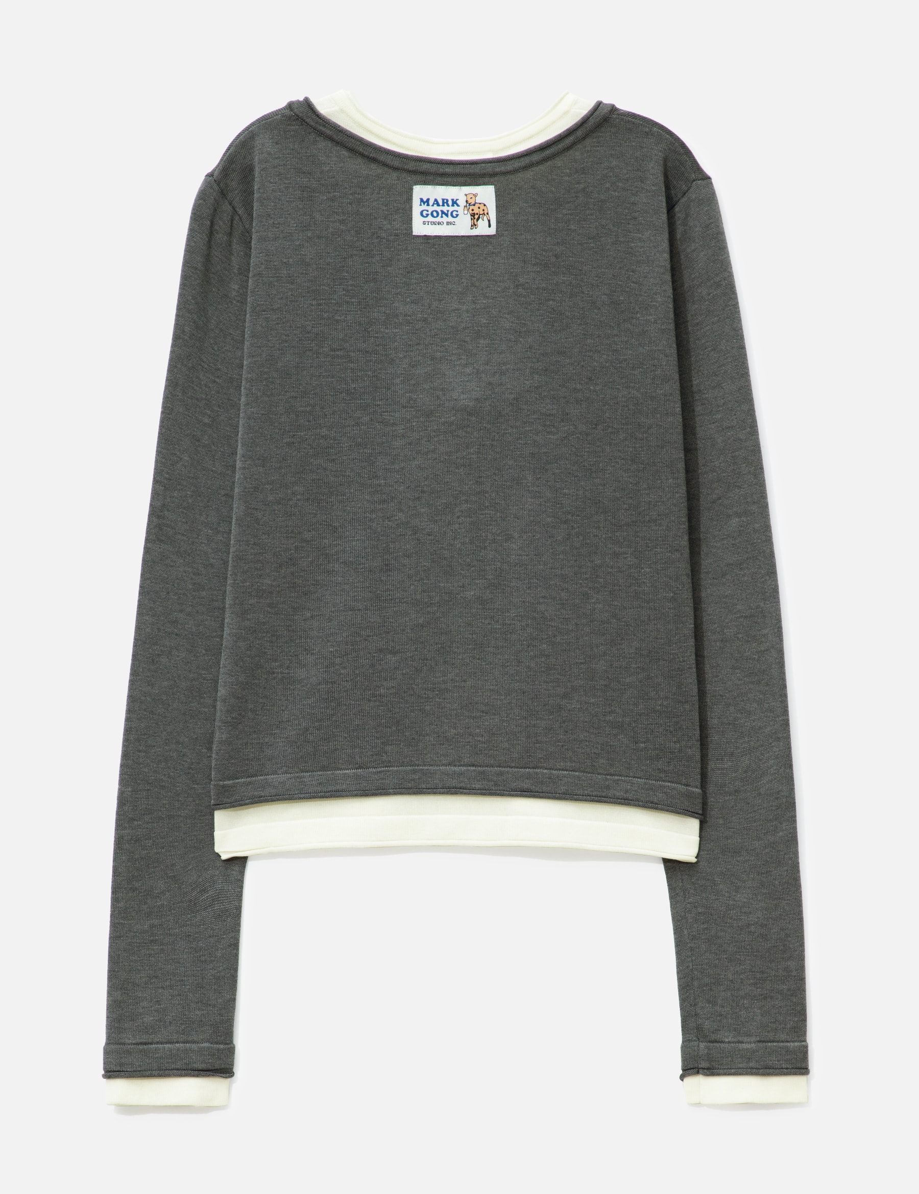 Grey White Layered Knit Top view 17
