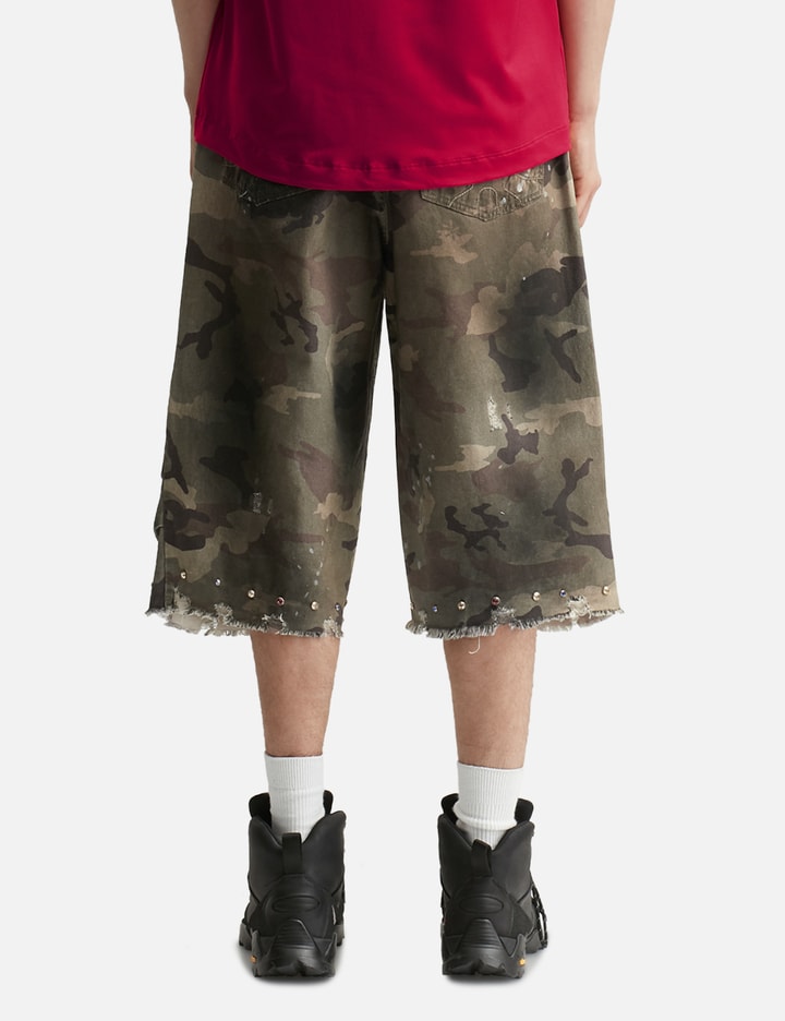 Piet Distressed Capri Camo Trousers With Swarovski Crystals In Multi