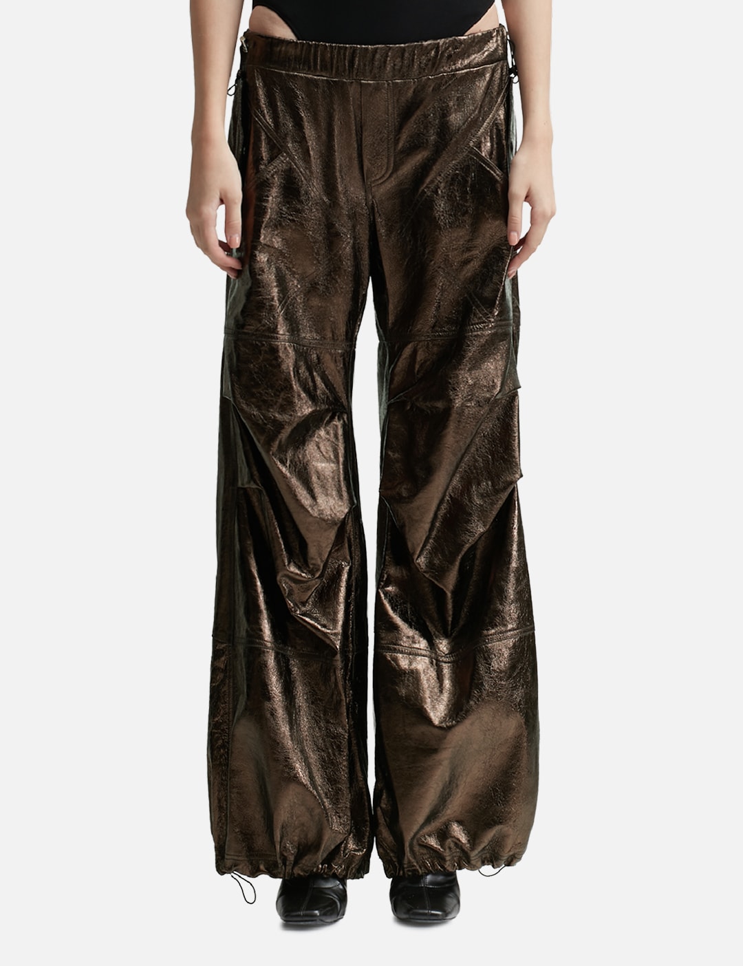 WET LEATHER CARGO PANTS view 13