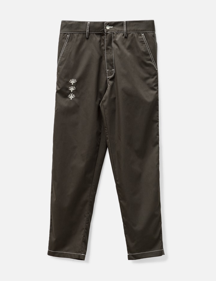 Adish Shajarat Contrast Stitched Chino Trousers In Brown