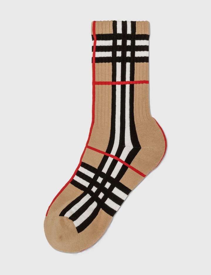 Check Intarsia Technical Stretch Cotton Socks Placeholder Image