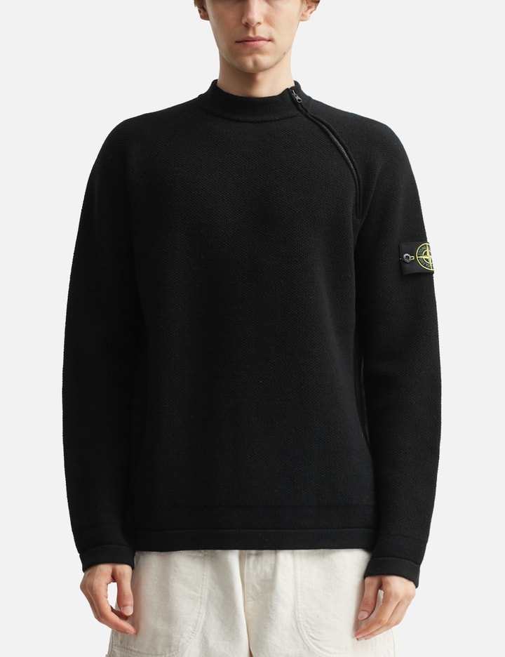 Stone Island Crew Neck Sweatshirt In Organic Brushed Cotton In Black