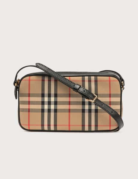 Burberry Vintage Check Cotton Camera Bag Brown in Cotton/Leather