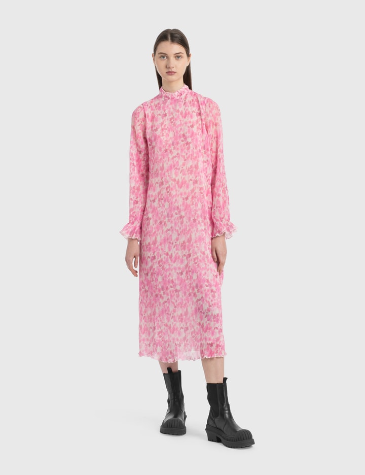 ganni pleated georgette dress pink Ganni Pleated Georgette Mini Dress Cherry Blossom Size 38 in Pink