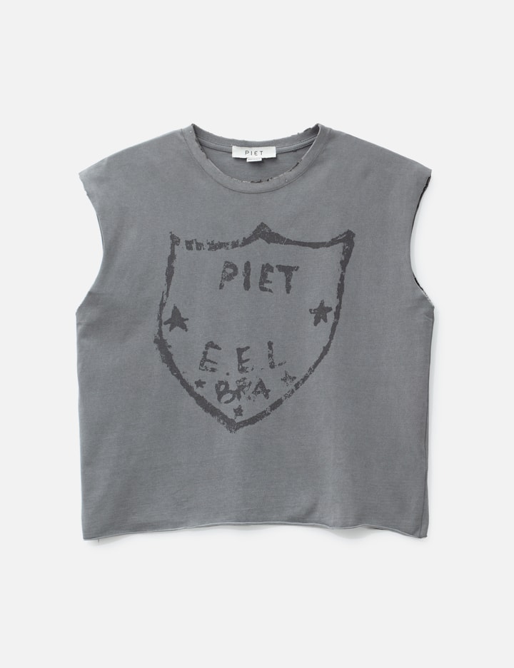 Oversized Raw Edge Sleeveless T-Shirt Placeholder Image