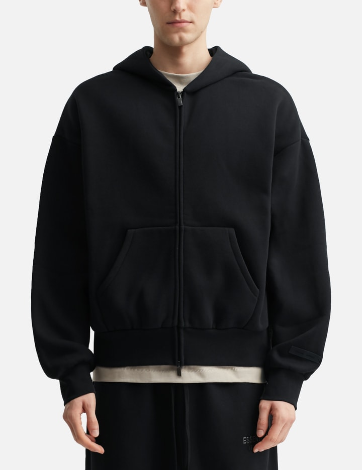 Essentials Classic Fit Fleece Zip-up Hoodie In Black