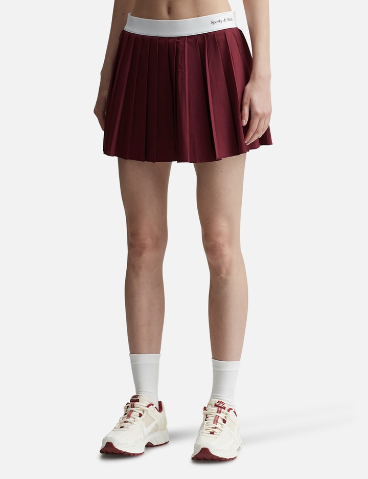 Shop Sporty &amp; Rich Classic Logo Pleated Skirt In Red