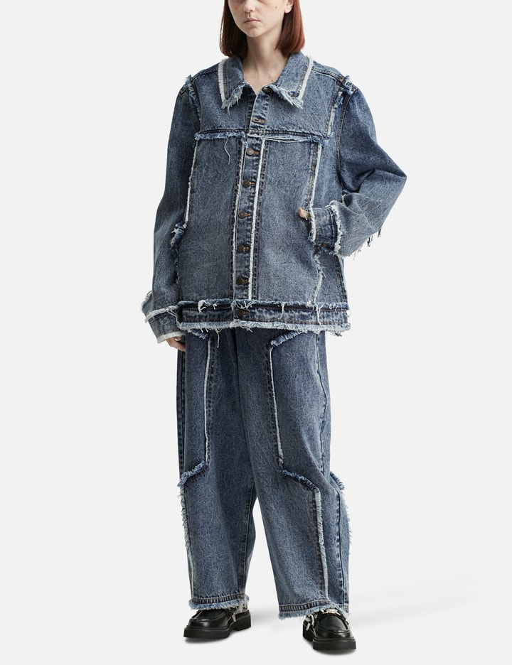Distressed Raw Edge Denim Jacket Placeholder Image