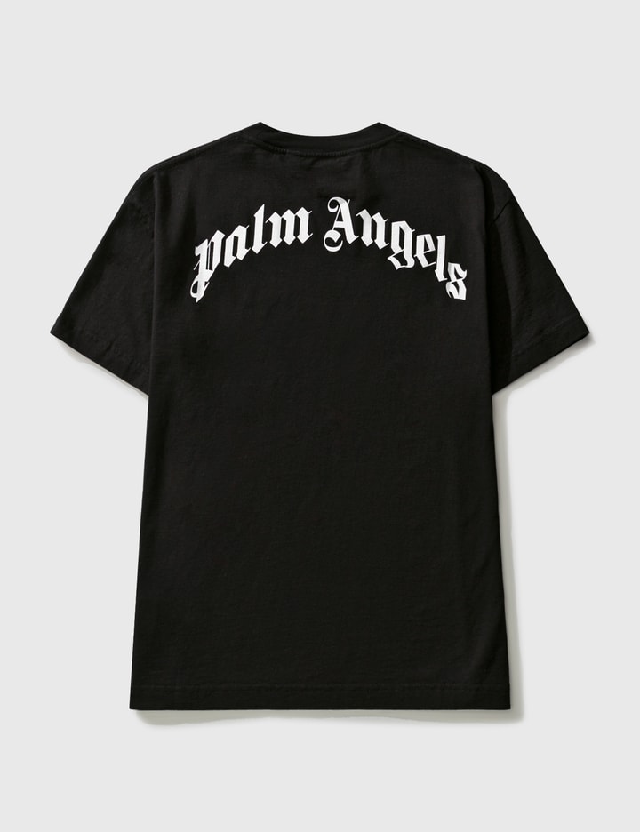 Curved Logo Back Zip T-Shirt in black - Palm Angels® Official