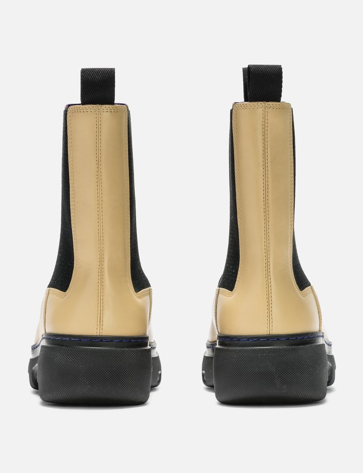 Shop Burberry Leather Creeper Chelsea Boots In Beige