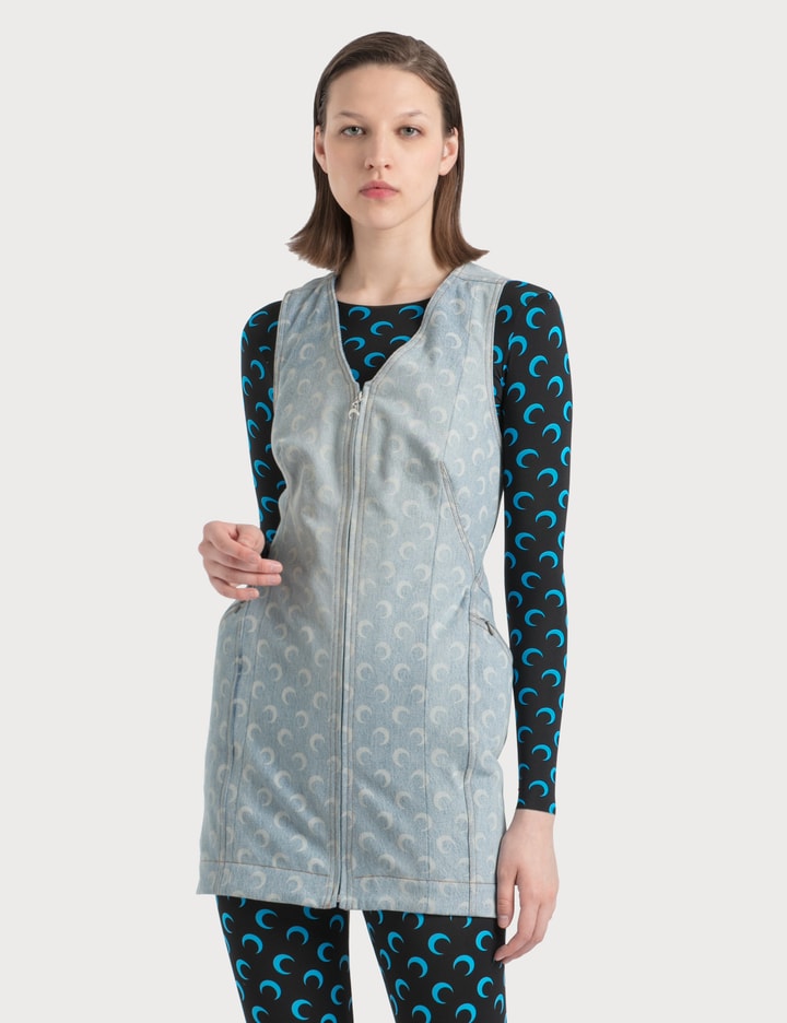 marine serre denim dress Regenerated Denim Bustier Dress Marine Serre