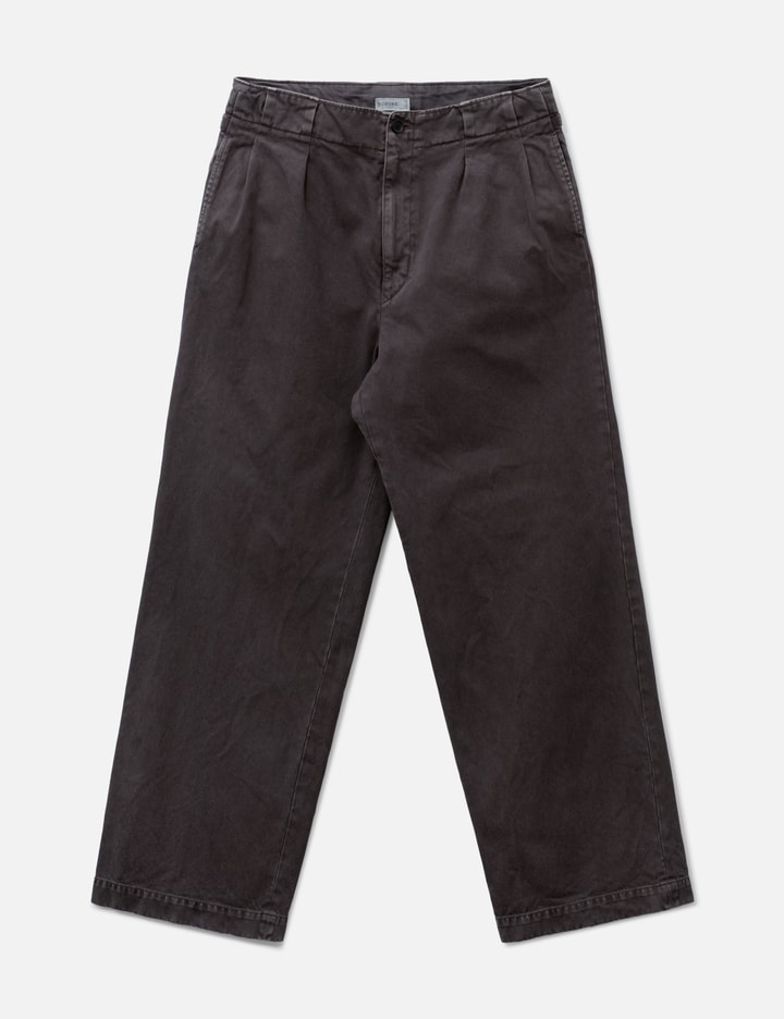 Yoke Peached Cotton Twill Garment-Dye 2 Pleated Trousers