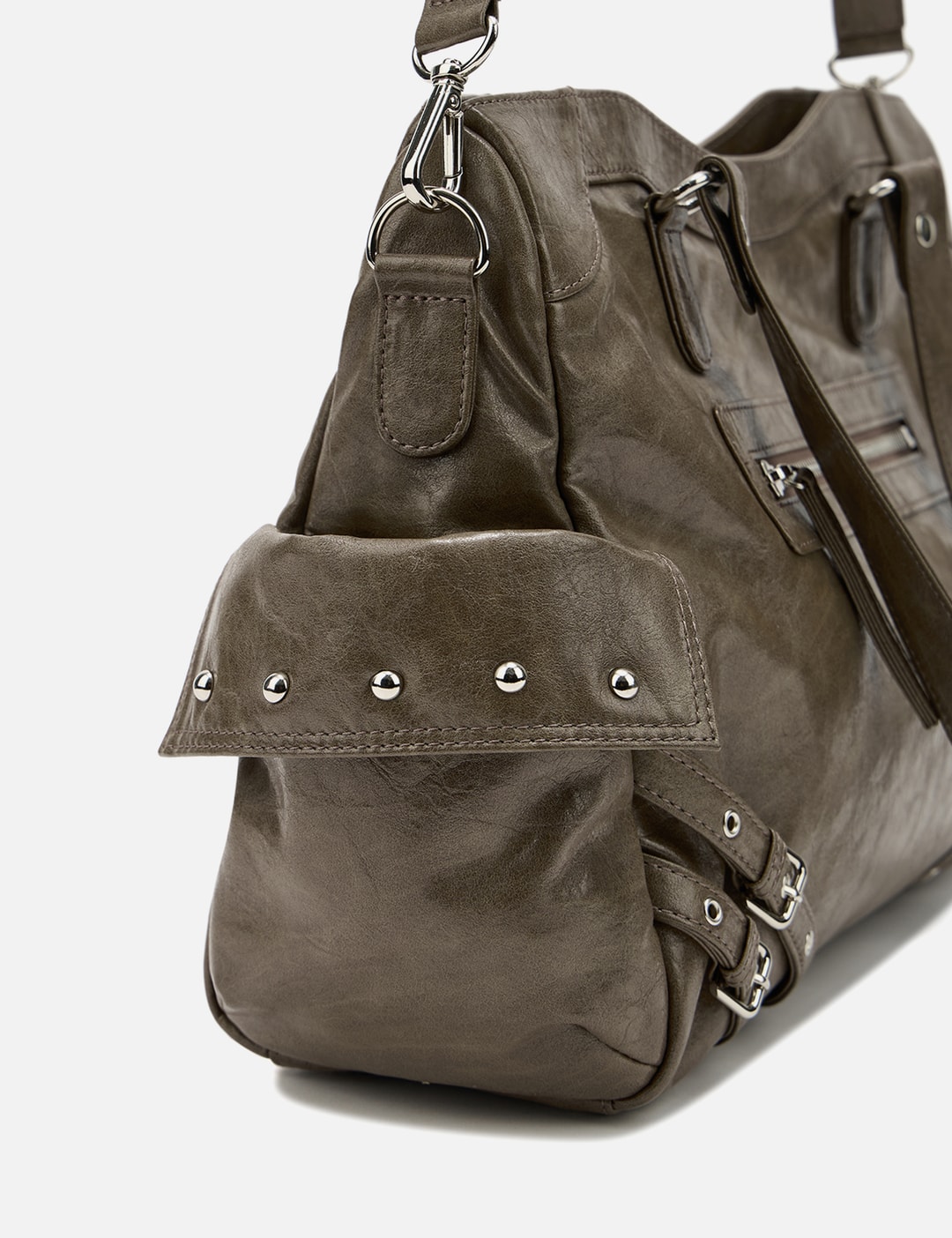 Stud Pocket Big Bag In Khaki view 20