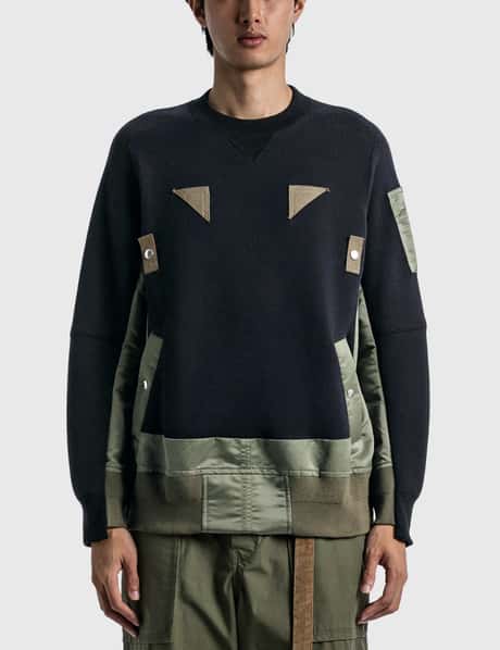 Sacai - ナイロンツイル スポンジ スウェット プルオーバー | HBX 
