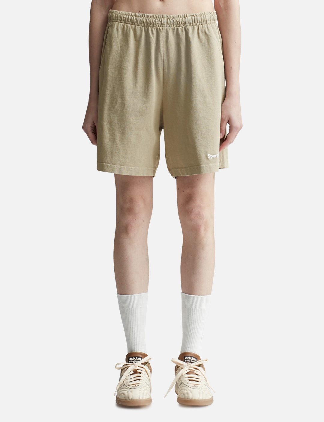 Serif Logo Embroidered Gym Shorts Elephant/White view 13