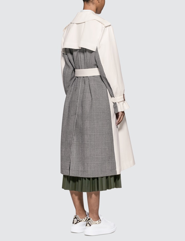 Houndstooth-panel Plaid Trench Coat Placeholder Image