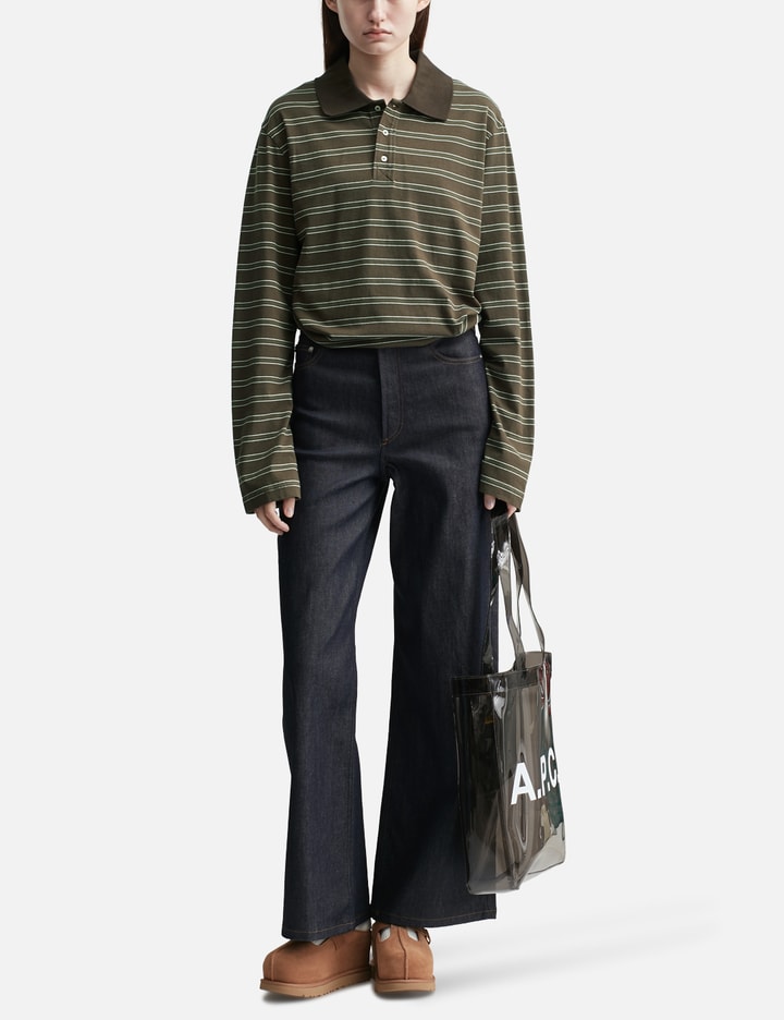 Long-Sleeve Striped Polo Shirt Placeholder Image