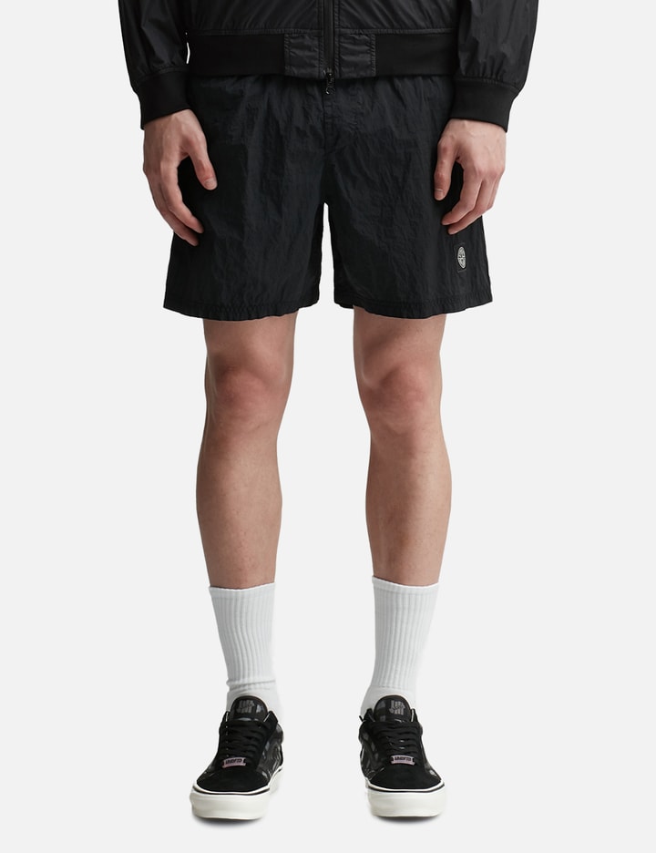 Shop Stone Island Econyl® Regenerated Nylon Shorts In Black