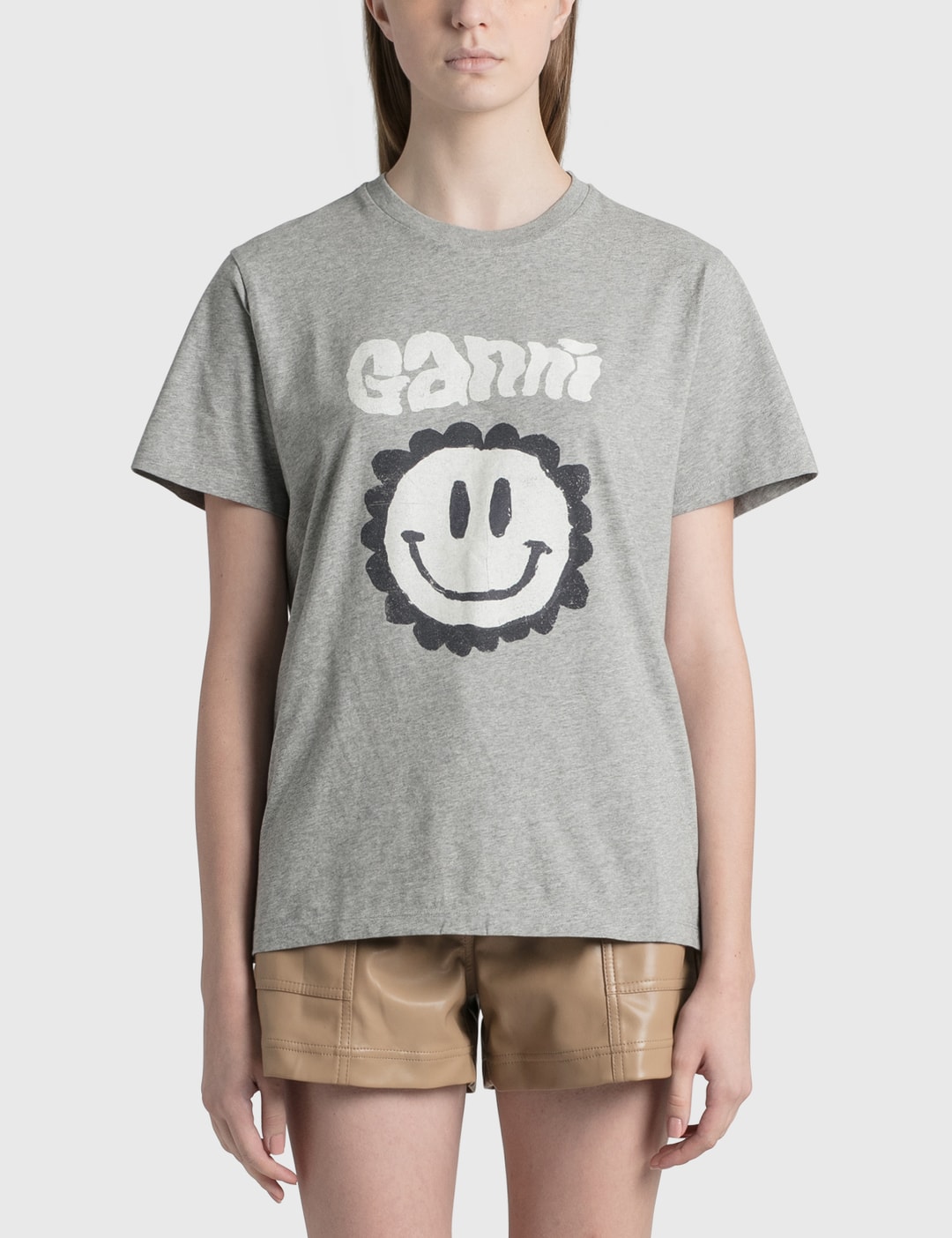 Ganni - Smiley Logo T-shirt  HBX - Globally Curated Fashion and Lifestyle  by Hypebeast