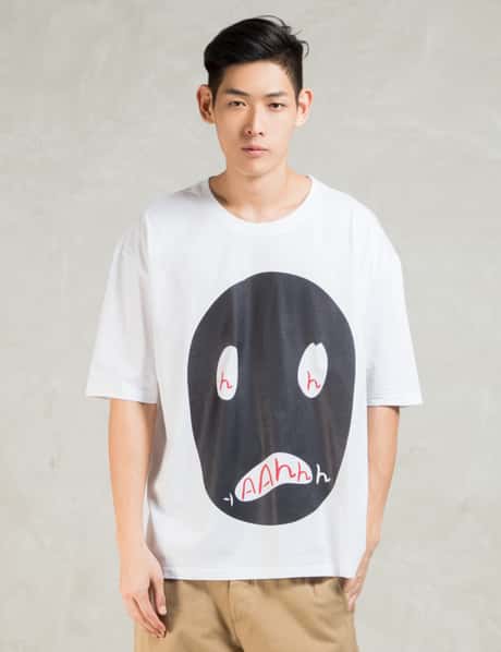 Henrik Vibskov - White S/S Aah Black Face Print Big T-Shirt | HBX