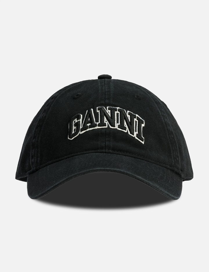 Ganni Women Slate Cotton Baseball Cap In Black