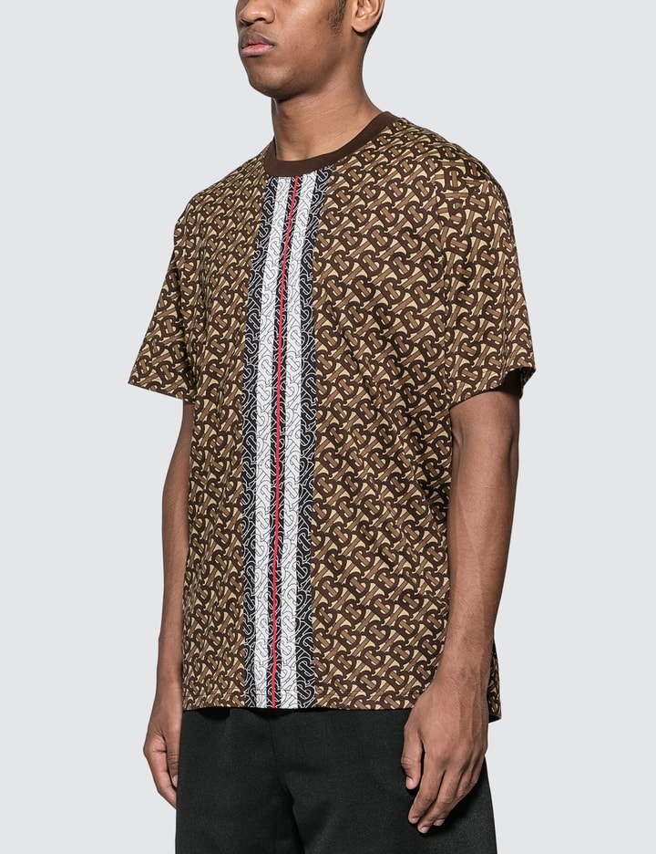Stripe Accent Monogram T-Shirt - Luxury Brown