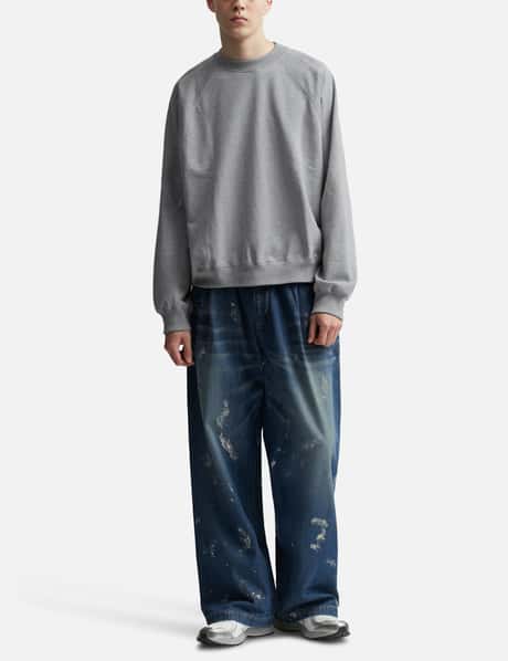CLESSTE - SILVER PRINT VINTAGE WASH SELVEDGE DENIM WIDE PANTS  