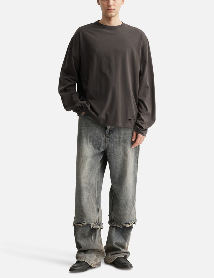 Faded Grey Aging Damaged Long Sleeve T-Shirt Placeholder Image