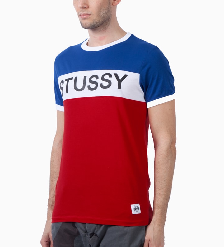 Red Stussy Block Crew T-Shirt Placeholder Image