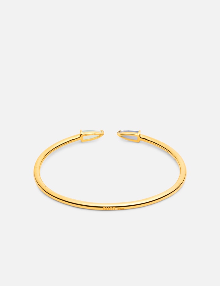 Suot Studio “half Cut” Small Blue Chalcedony Bracelet In Gold