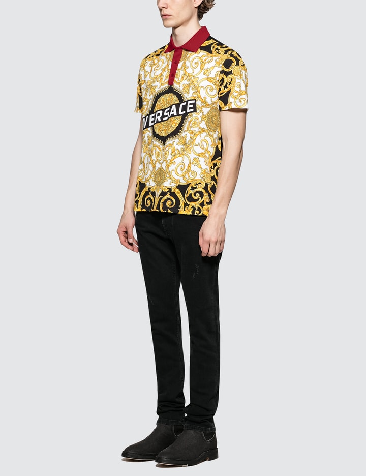 Allover Feather Print Polo Placeholder Image