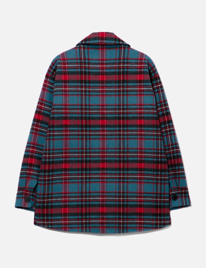 Shop Sandro Wool Check Jacket With Studs In Red
