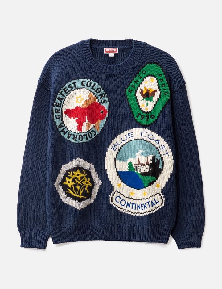 Kenzo ' Travel' Hand Embroidered Jumper In Blue