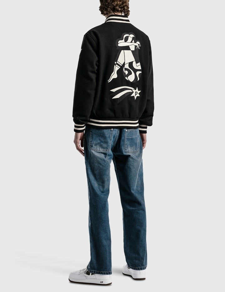 Shop By Parra Cloudy Star Varsity Jacket In Black