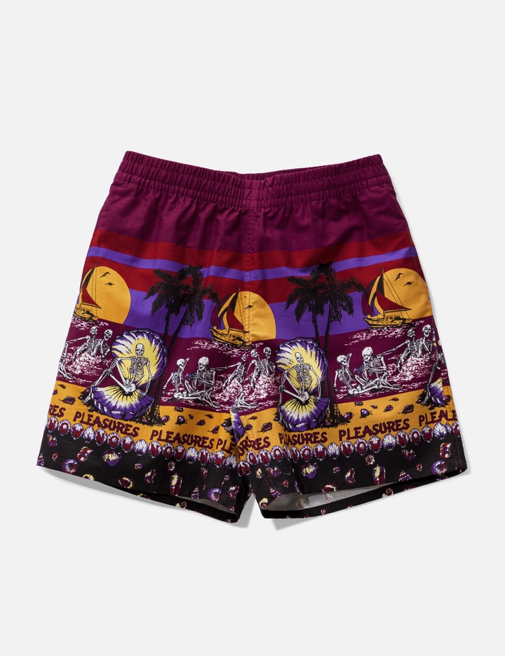 Pleasures Beach Printed Shorts In Red