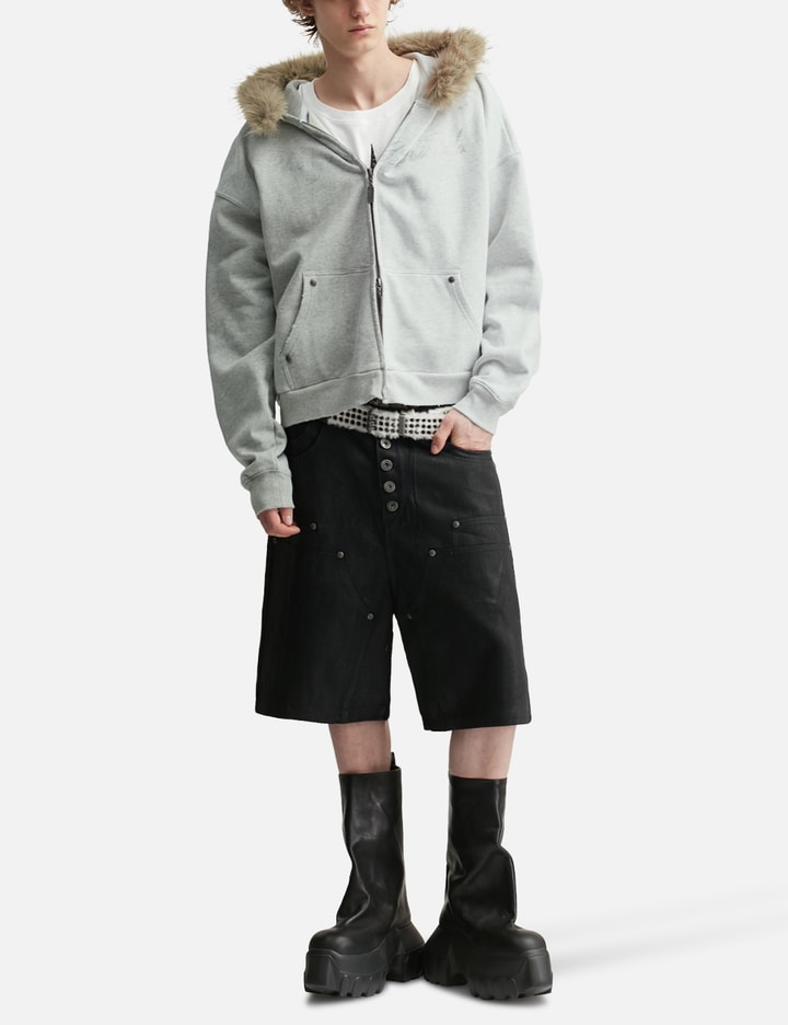 "Nyra" Two-Toned Zip-Up Hoodie With Detachable Fur Trim Hood view 9